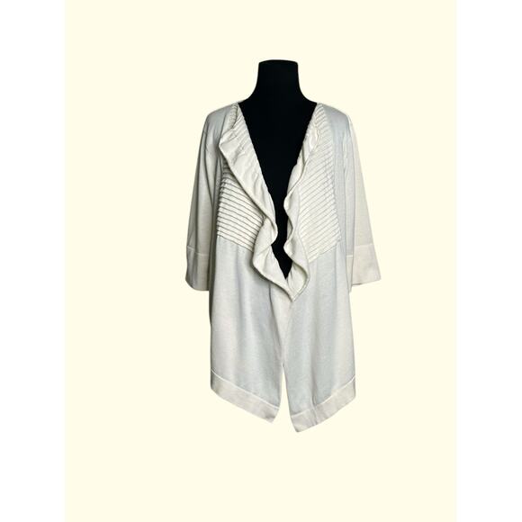 Investment cream short sleeves open front cardigan size XL - Picture 5 of 9